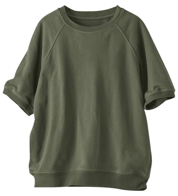 BELLUNA（ベルーナ）の「≪ＨｕｇＲｅａｍコットン≫裏毛半袖プルオーバー（カットソー）」｜カーキ