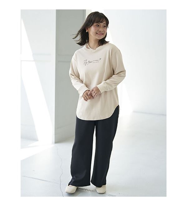 BELLUNA（ベルーナ）の「綿１００％抗菌防臭ロゴＴシャツ（カットソー）」｜詳細画像