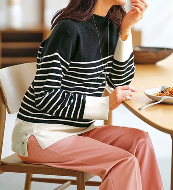 BELLUNA（ベルーナ）の「こっそりおなかがラクラク！ボタン使いウエスト調整テーパードパンツ（テーパードパンツ）」｜詳細画像