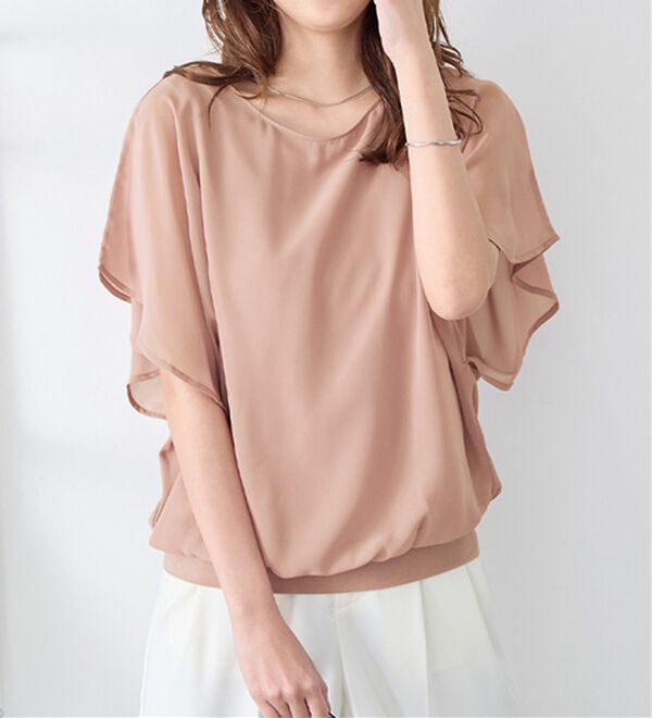 alotta（アロッタ）の「【接触冷感】カットソー裏地付ドルマンブラウス（ブラウス）」｜詳細画像