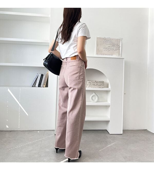 GeeRA（ジーラ）の「オリジナルパッチハイウエストデニム（ワイドパンツ・ガウチョ）」｜詳細画像