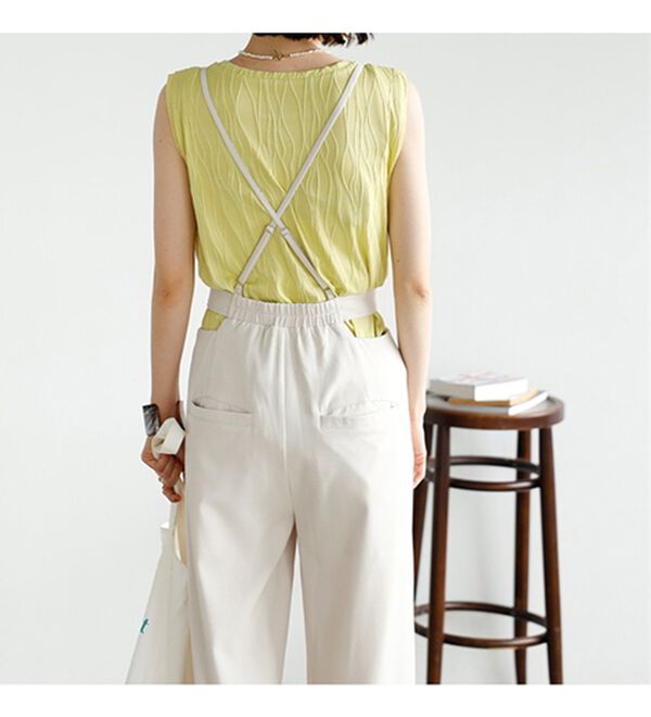 GeeRA（ジーラ）の「サイドカットアウトサス付ハイウエストパンツ（オールインワン）」｜詳細画像