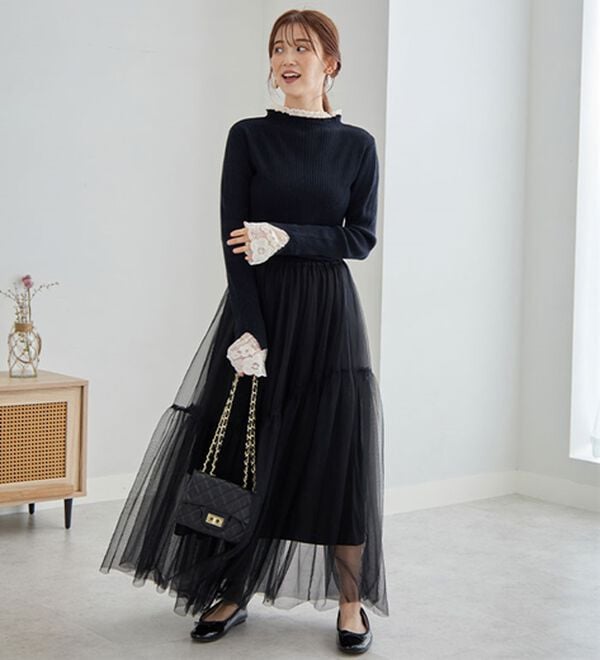 GeeRA（ジーラ）の「大人可愛い！レースが上品なハイネックニット（ニット・セーター）」｜詳細画像