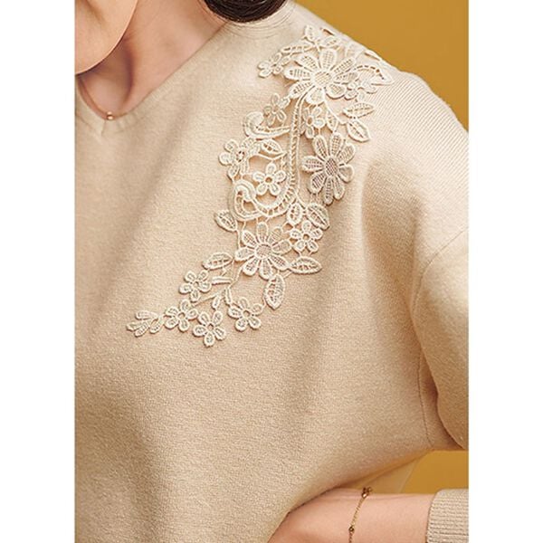 花柄モチーフレースニットプルオーバー - ベルーナ【公式】