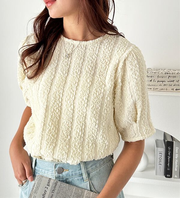 GeeRA（ジーラ）の「ボリュームジャカードカットソー（カットソー）」｜詳細画像