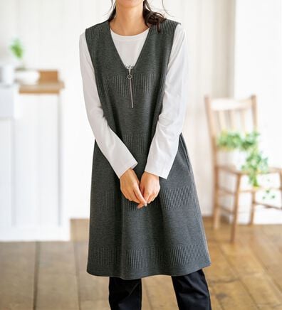 BELLUNA（ベルーナ）の「ボーダージャカード素材ジャンパースカート（ジャンパースカート）」