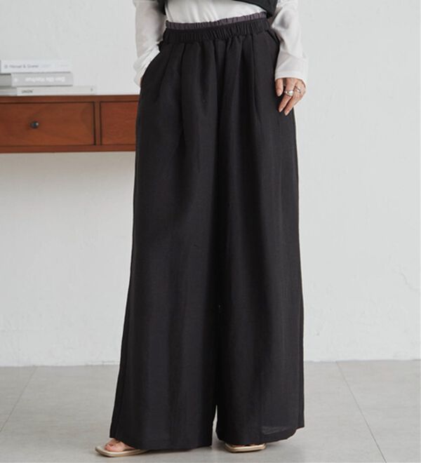 RANAN（ラナン）の「ダブルウエストシアーイージーパンツ（ワイドパンツ・ガウチョ）」｜詳細画像