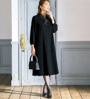 ルフラン（ルフラン）の「レースフリル衿ワンピース（ブラックフォーマル（喪服・礼服））」｜詳細画像