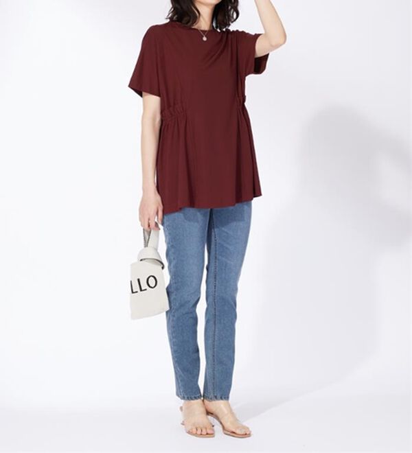 BELLUNA（ベルーナ）の「サイドギャザー使い細見えチュニック（チュニック）」｜詳細画像