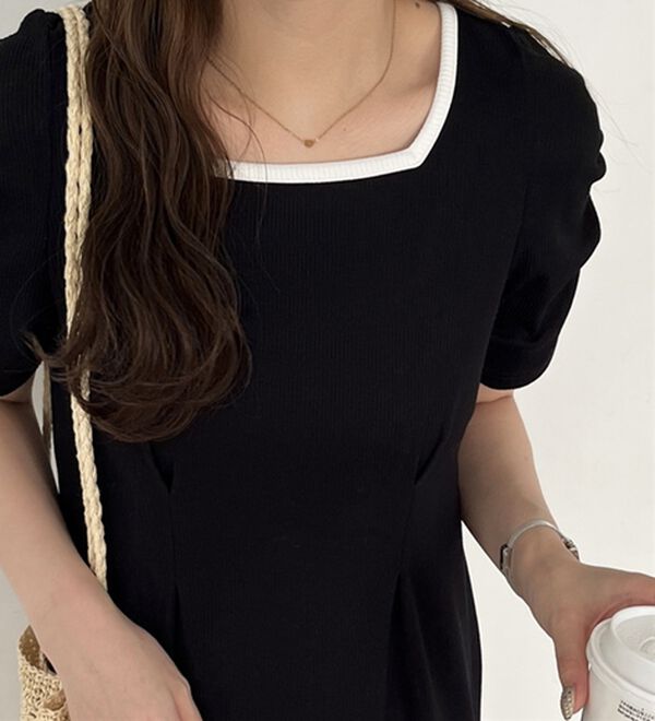 GeeRA（ジーラ）の「バックオープン配色リブワンピース（その他ワンピース）」｜詳細画像