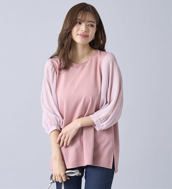 BELLUNA（ベルーナ）の「ヒンヤリ！プリーツ使いデザインプルオーバー（カットソー）」｜詳細画像