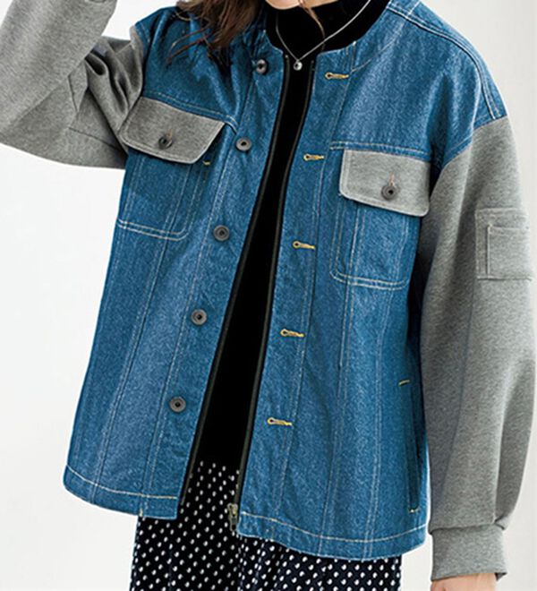 BELLUNA（ベルーナ）の「デニム素材切替２ＷＡＹジャケット（その他ジャケット）」｜ブルー系
