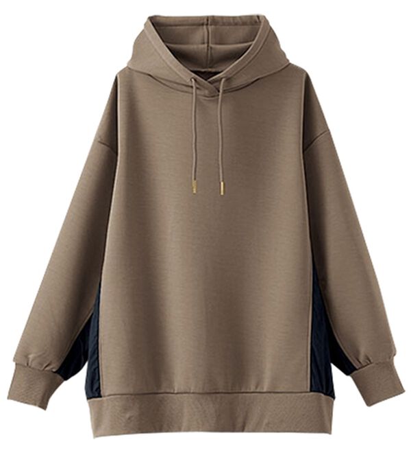 BELLUNA（ベルーナ）の「フード付き異素材切替細見えプルオーバー（カットソー）」｜詳細画像