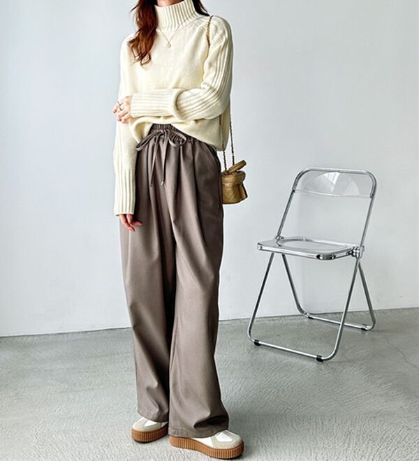 GeeRA（ジーラ）の「ウールライクダブルタックイージーパンツ（フルレングスパンツ）」｜詳細画像