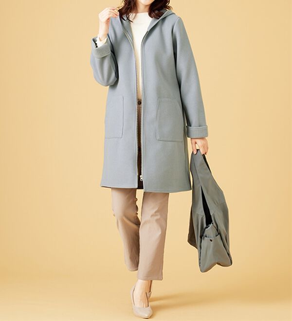 BELLUNA（ベルーナ）の「裏あぜ素材フードデザインコート（ロングコート）」｜詳細画像