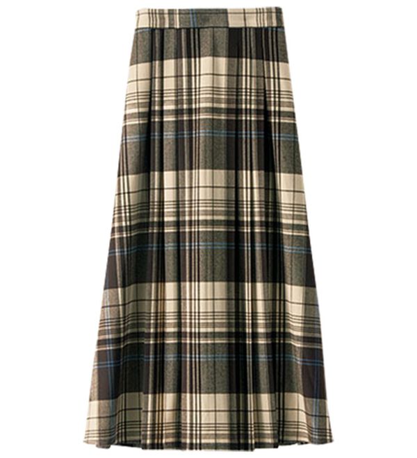 BELLUNA（ベルーナ）の「なめらかウール調タックデザインスカート（ひざ丈スカート）」｜詳細画像