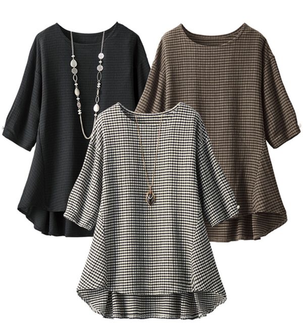 ルフラン（ルフラン）の「【３色組】切替フレアチュニック（チュニック）」｜詳細画像