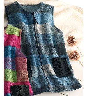 ルフラン（ルフラン）の「カラフルチェック柄ベスト（ベスト）」｜ブルー系