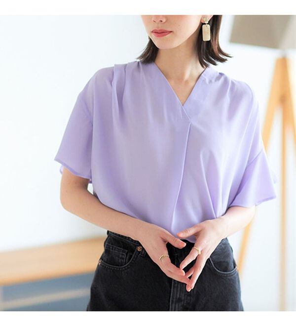 GeeRA（ジーラ）の「サラサラ涼しい！着やせも叶うフレアー袖ブラウス（ブラウス）」｜詳細画像