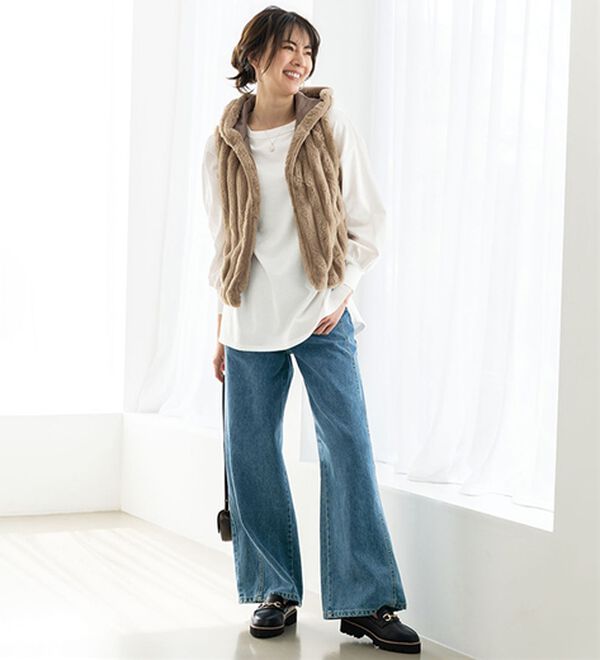 BELLUNA（ベルーナ）の「いつものコーデに羽織るだけ　もこもこファーベスト（ベスト）」｜詳細画像