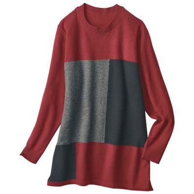 BELLUNA（ベルーナ）の「ウールカシミヤブロック柄インターシャチュニック（チュニック）」