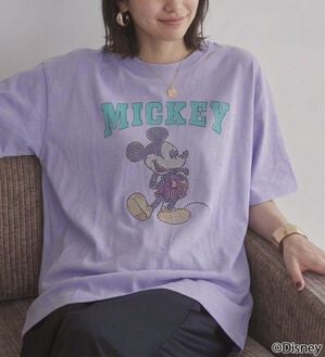 BELLUNA（ベルーナ）の「＜Disney＞【ミッキー】ラインストーンワイドシルエットTシャツ（Tシャツ）」｜ラベンダー