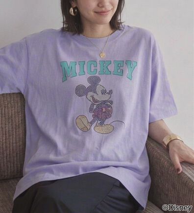 BELLUNA（ベルーナ）の「＜Disney＞【ミッキー】ラインストーンワイドシルエットTシャツ（Tシャツ）」