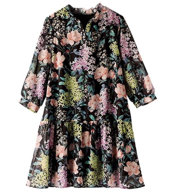 BELLUNA（ベルーナ）の「花束舞うふんわり袖プリントチュニック（チュニック）」｜詳細画像