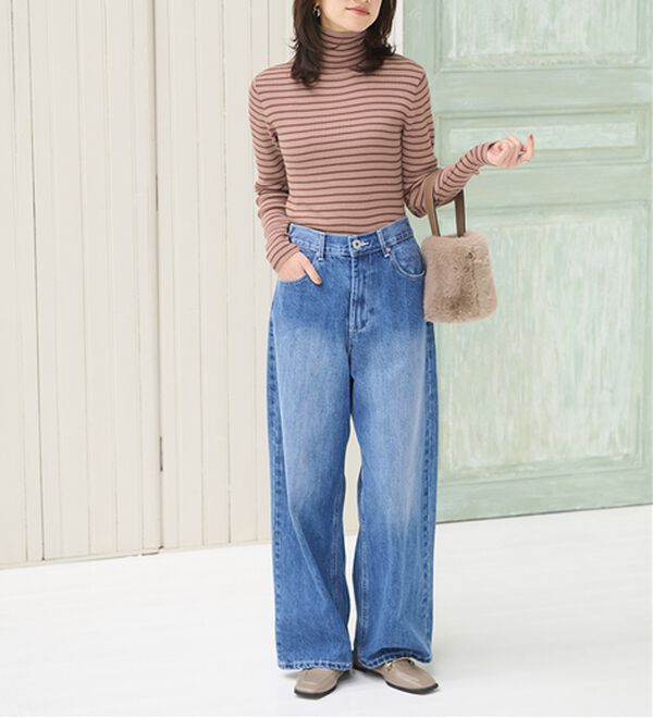 BELLUNA（ベルーナ）の「ハピネスコットン１００％&times;吸湿発熱リブタートルニット＜＆ｃｏｃｏｃｈｉ＞（ニット・セーター）」｜詳細画像