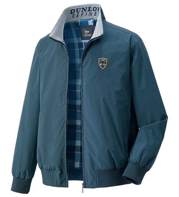 「＜ダンロップ・リファインド＞裏チェックデザインブルゾン（メンズブルゾン）」｜アッシュブルー