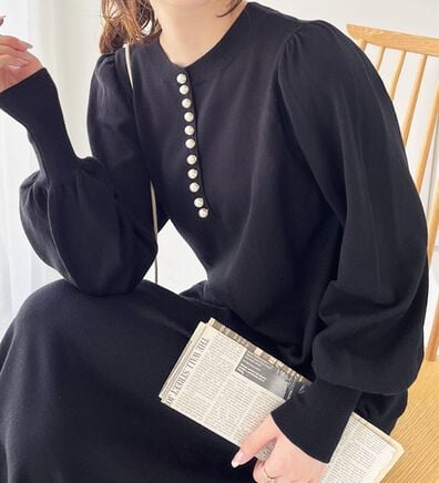 GeeRA（ジーラ）の「前後２ＷＡＹパール使いニットワンピ（ニットワンピース）」
