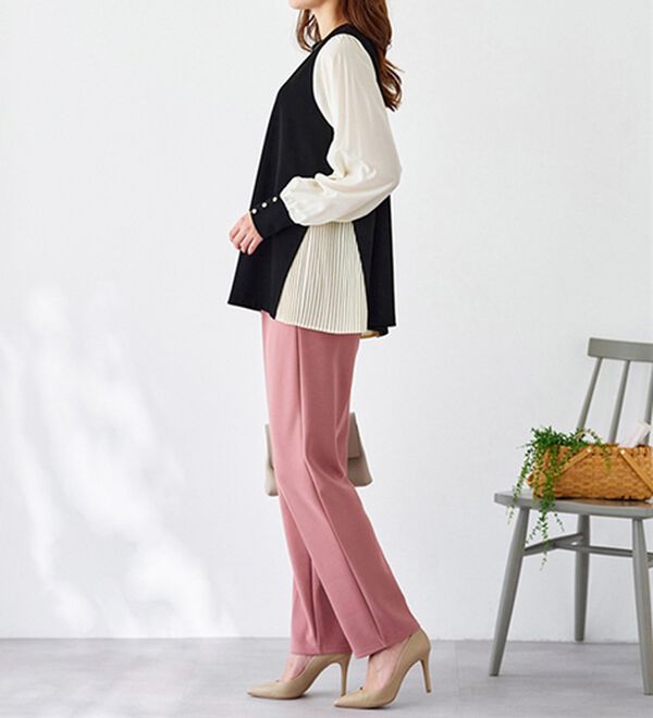 BELLUNA（ベルーナ）の「サイドプリーツ袖ボタン使いプルオーバー（カットソー）」｜詳細画像