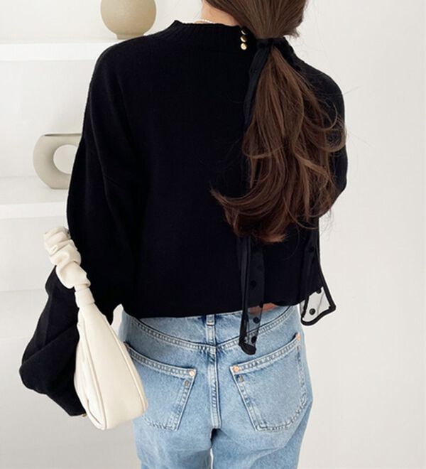 GeeRA（ジーラ）の「ボタン付モチモチニットトップス（ニット・セーター）」｜詳細画像