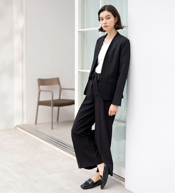 GeeRA（ジーラ）の「【2点セット】選べるボトム！洗えて型くずれしないノーカラージャケットパンツスーツセット（パンツスーツ）」｜詳細画像