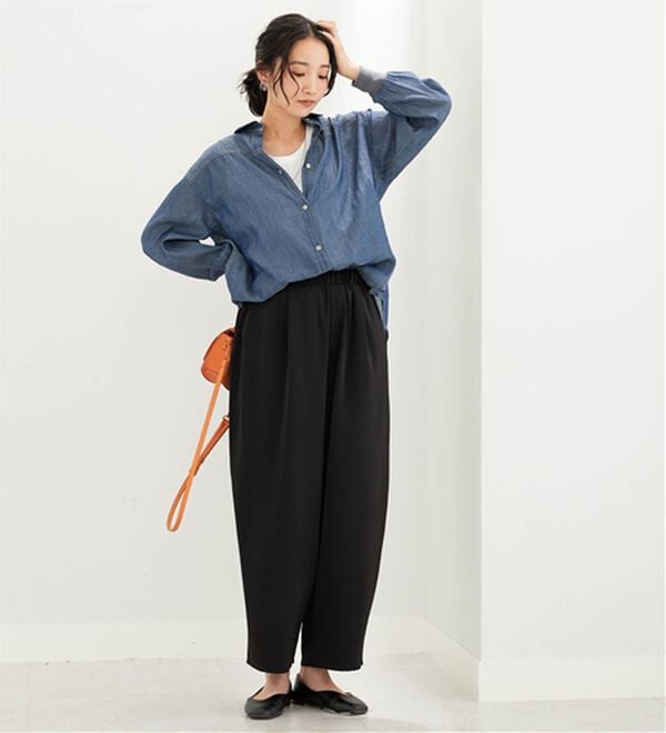 BELLUNA（ベルーナ）の「とろみビンテージ素材バレルパンツ（ワイドパンツ・ガウチョ）」｜詳細画像
