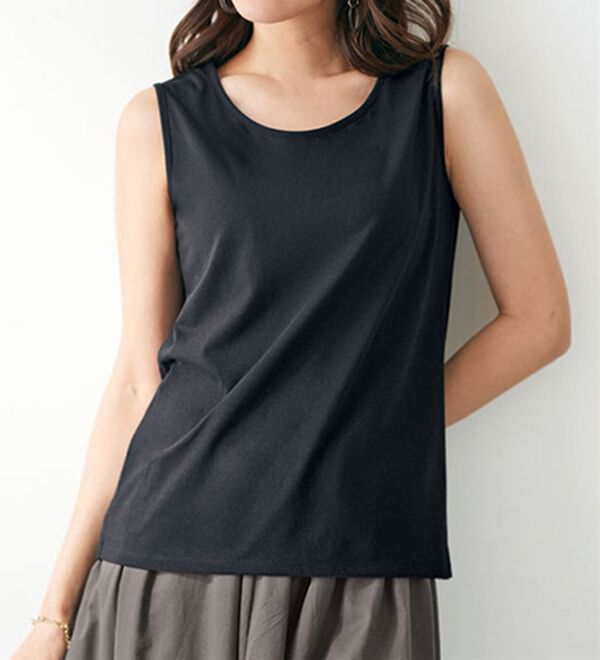 BELLUNA（ベルーナ）の「重ね着にも使える上品シアーストライププルオーバー（タンクトップ付）（アンサンブル）」｜詳細画像