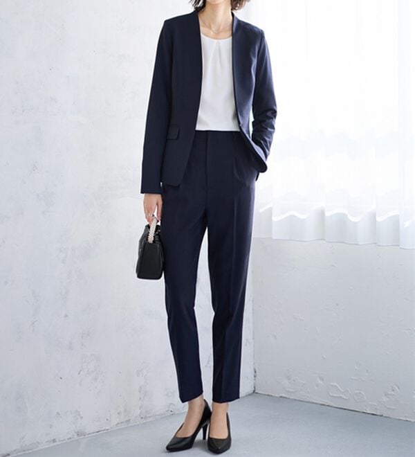 2点セット】選べるボトム！洗えて型くずれしないノーカラージャケット