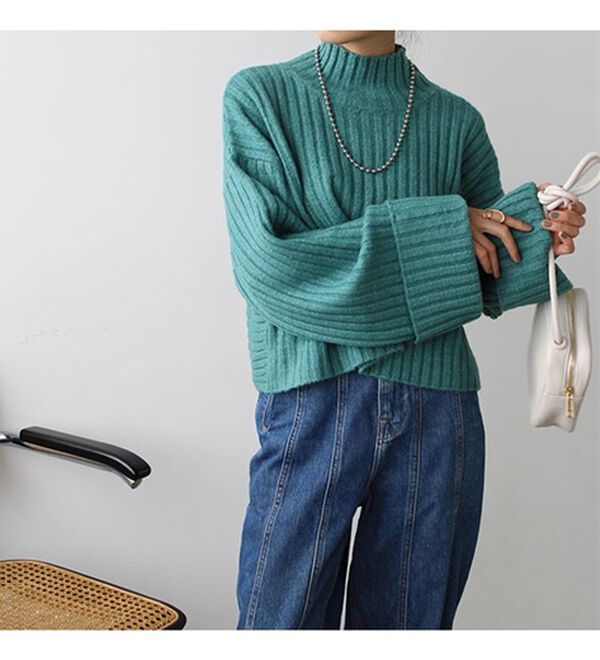 GeeRA（ジーラ）の「ワイドスリーブショート丈リブニット（ニット・セーター）」｜詳細画像