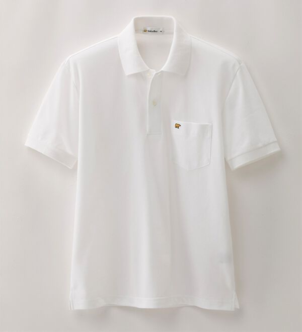 「＜ゴールデンベア＞上質国産ポロシャツ　選べる袖丈（半袖・７分袖）（メンズシャツ）」｜ホワイト(半袖)