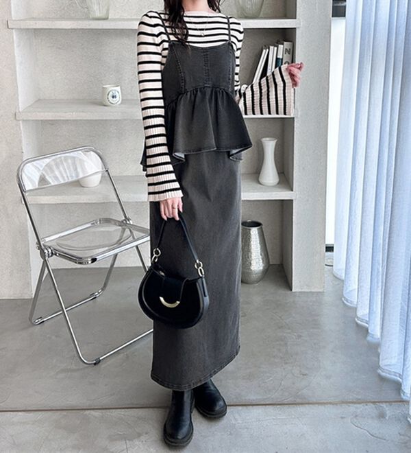 GeeRA（ジーラ）の「楽ちん！デニムペプラムキャミワンピース（その他ワンピース）」｜詳細画像