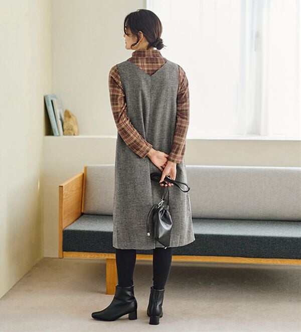 LAVIENNE（ラヴィエンヌ）の「【薄いのに暖かい】薄手ストレッチフリースのプリントハイネック長袖（ニット・セーター）」｜詳細画像