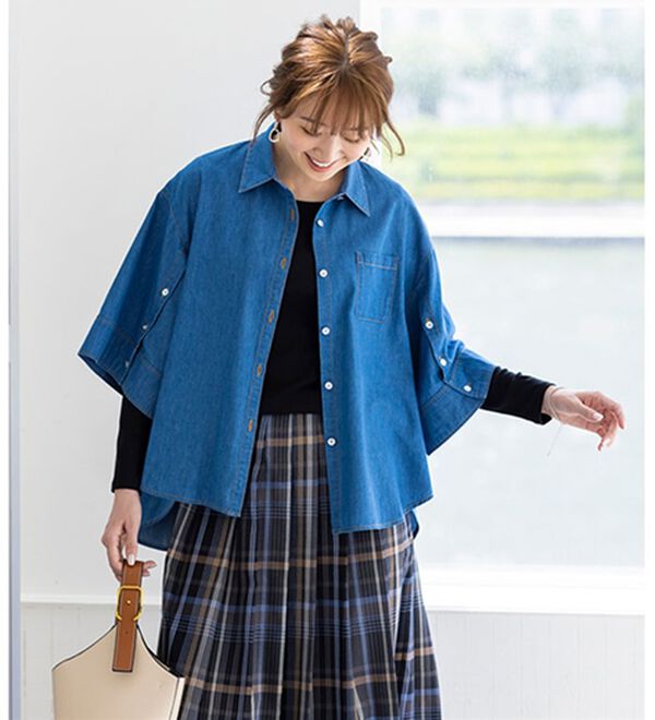 BELLUNA（ベルーナ）の「春の重ね着を楽しむ♪ボタンデザインデニムジャケット（その他ジャケット）」｜詳細画像