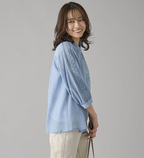 BELLUNA（ベルーナ）の「暑い夏に着たい！涼やか綿１００％ブラウス（ブラウス）」｜詳細画像