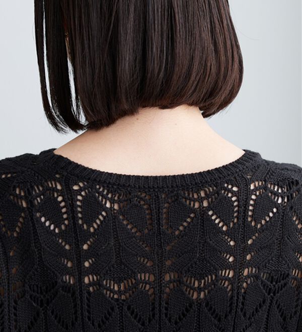 BELLUNA（ベルーナ）の「リボン柄透かし編ニットプルオーバー（ニット・セーター）」｜詳細画像