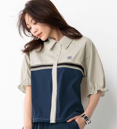 BELLUNA（ベルーナ）の「【ＵＭＢＲＯ】ライン切替ナイロンシャツ（シャツ）」