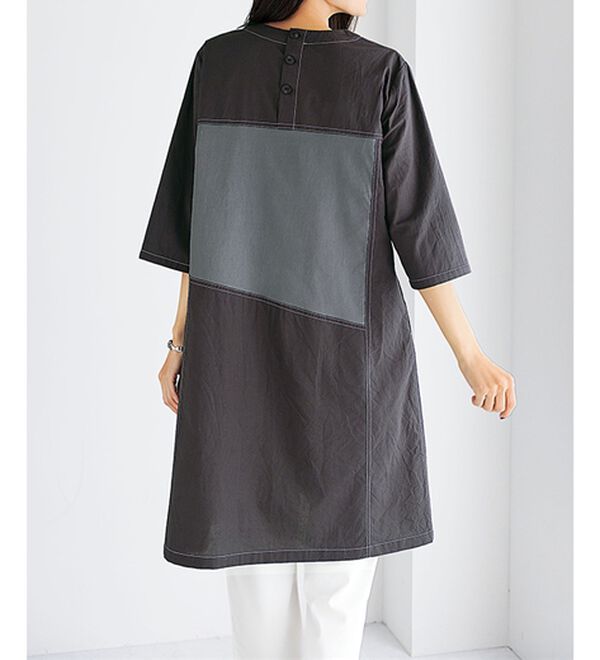 BELLUNA（ベルーナ）の「１枚で決まる配色切替チュニックワンピース（チュニックワンピース）」｜詳細画像