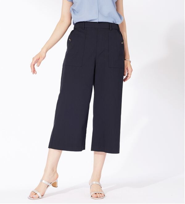 BELLUNA（ベルーナ）の「サラリ綿混ベイカーキュロットパンツ（その他パンツ）」｜ネイビー