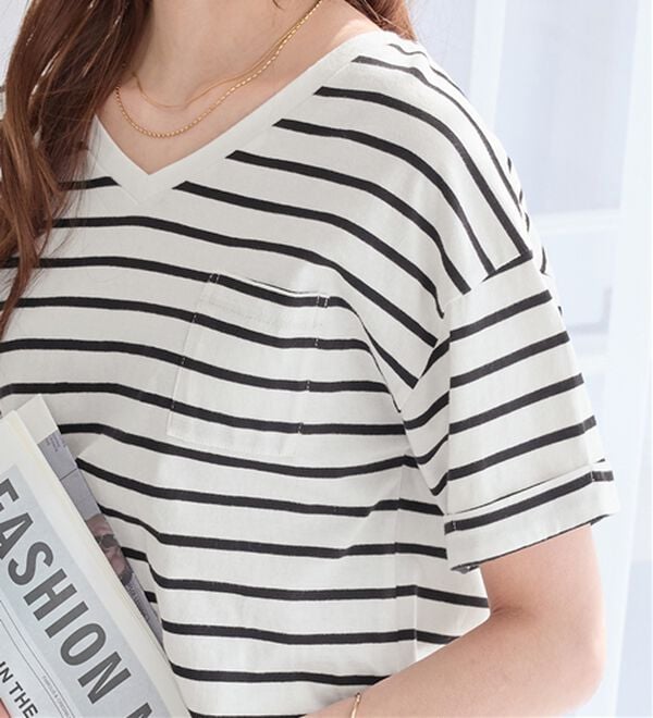 Viola e Viola（ヴィオラ エ ヴィオラ）の「綿１００％ポケット付ゆるＴシャツ（Tシャツ）」｜詳細画像