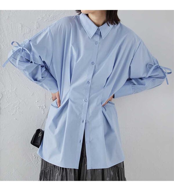 RANAN（ラナン）の「ウエストタック袖リボンシャツ（シャツ）」｜詳細画像