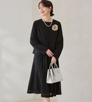 Viola e Viola（ヴィオラ エ ヴィオラ）の「【２点セット】選べる！華やかワンピースアンサンブルスーツ（ワンピースセットスーツ）」｜Ｂ：ブラック系